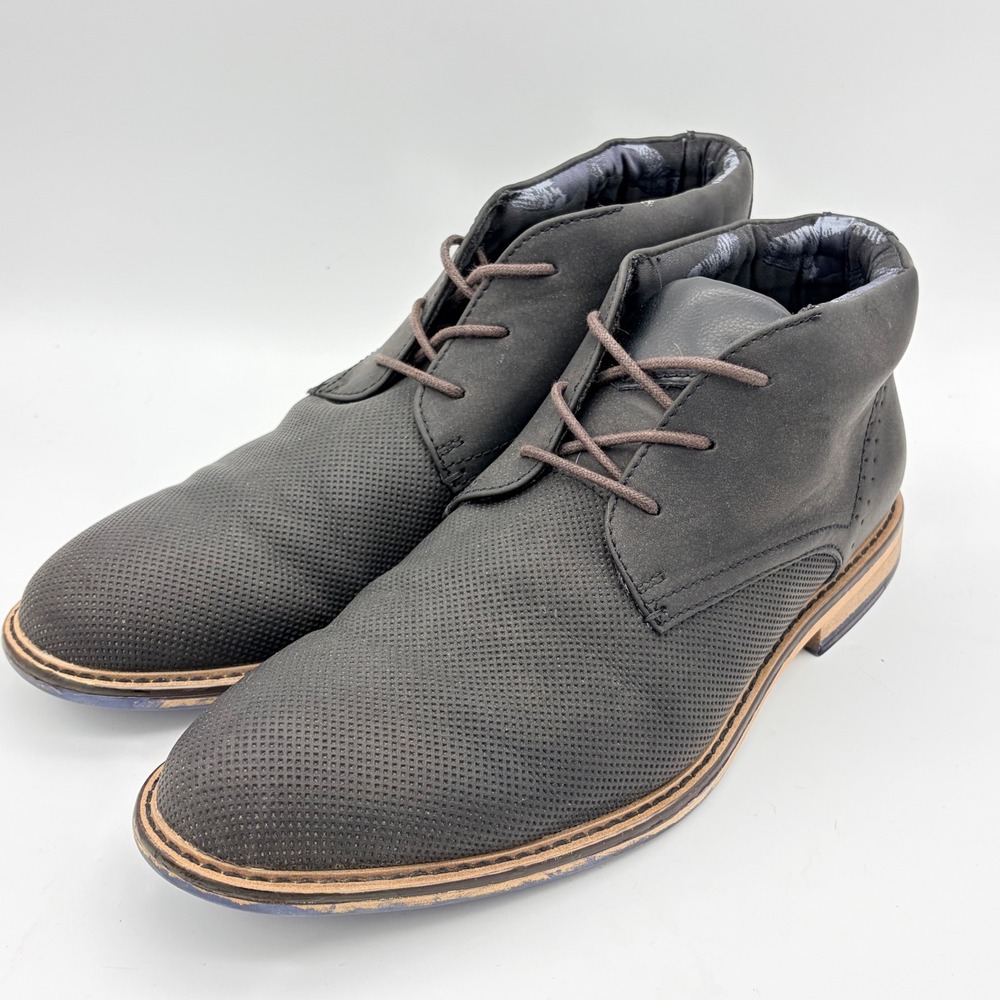 Madden for Buckle Black Perforated Desert Chukka Ankle Boots Mens 10 Vegan